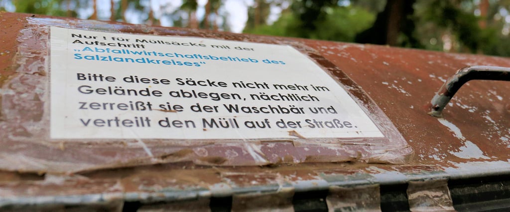 Die Mülltonne am Kolumbussee setzt schon Rost an. Das Thema Abfallsatzung sorgt in Ostelbien weiterhin für Diskussionen.