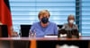 Bundeskanzlerin Angela Merkel (CDU ) sitzt vor der Kabinettssitzung an ihrem Platz.