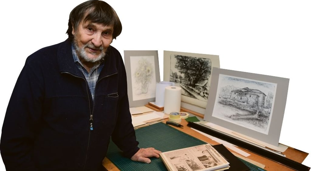 Hans Both in seinem Atelier.