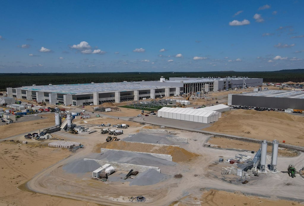Die Baustelle des US-Elektroautobauers Tesla in Grünheide.