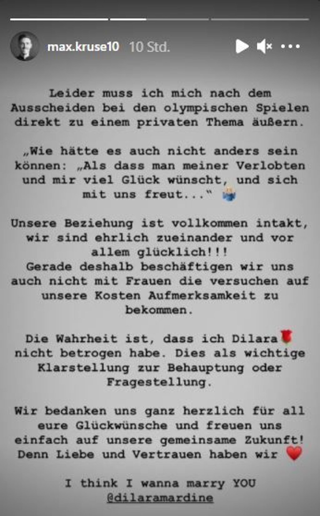 Auf die Vorwürfe von Vanessa Mariposa reagiert Kruse in der Nacht zu Donnerstag mit einem längeren Statement auf seinem Instagram-Account.