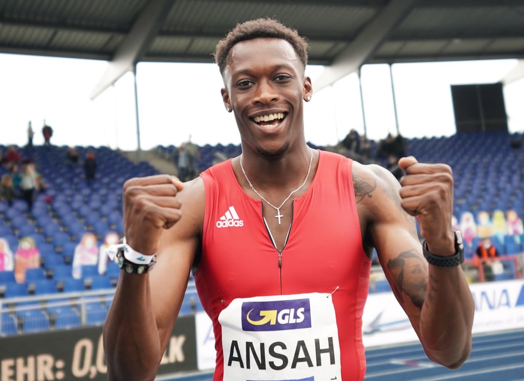 Owen Ansah reagiert im Ziel.