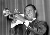 Jazz-Trompeter Louis Armstrong bei einem Konzert in Frankfurt/Main 1955.