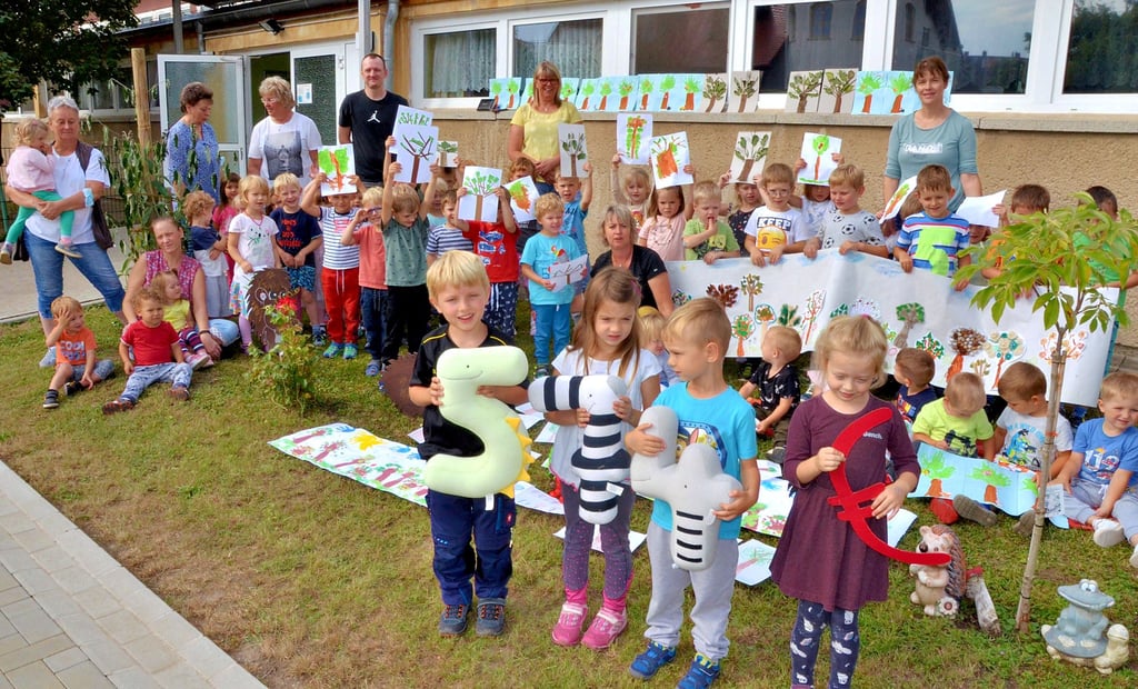 Schon am ersten Tag ihres Flohmarktes haben die Kinder der Kita „Zwergenland“ in Löderburg 574 Euro gesammelt. Damit können 287 junge Bäume im dürregeplagten Nationalpark Harz gepflanzt werden. Kinder und Erzieher bringen das Geld persönlich zur Bank in Löderburg.