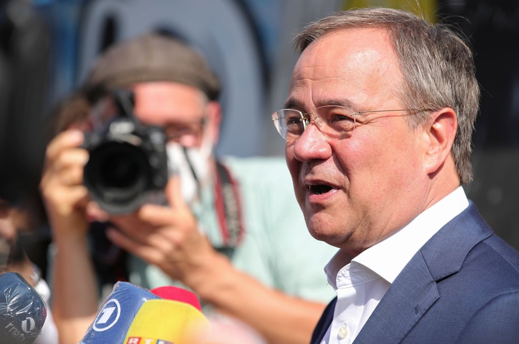 Armin Laschet (CDU), Kanzlerkandidat der Union, bei einem Wahlkampftermin in Frankfurt.