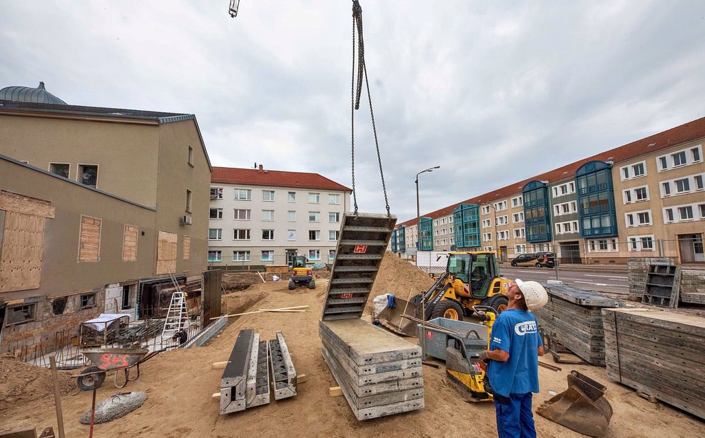 Der Bauplatz der Synagoge: Noch konzentrieren sich die Bauarbeiten am Kantorhaus und nicht auf den eigentlichen Neubau der Synagoge.