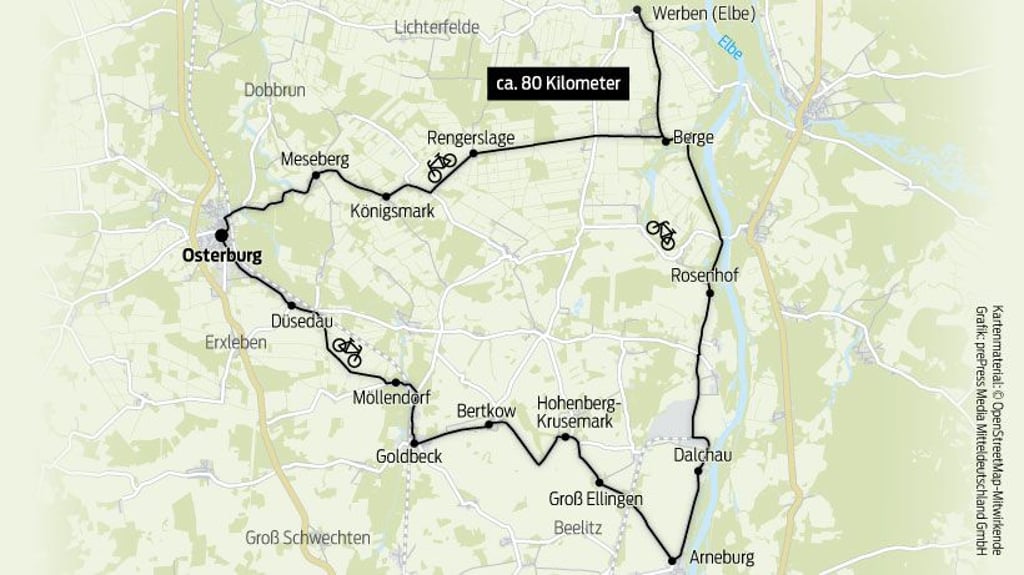 Fast 80 Kilometer umfasst die Strecke von Osterburg bis an die Elbe und wieder zurück.