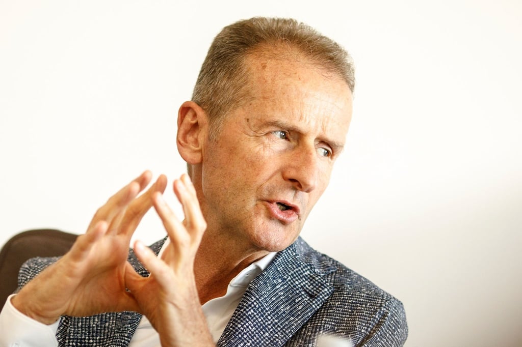 Herbert Diess, Vorsitzender des Vorstands der Volkswagen AG, bei einem Interview mit Redakteuren der Deutschen Presse-Agentur (dpa).