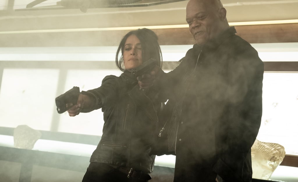 Salma Hayek als Sonia Kincaid und Samuel L. Jackson als Auftragskiller Darius Kincaid in einer Szene des Films "Killer's Bodyguard 2".