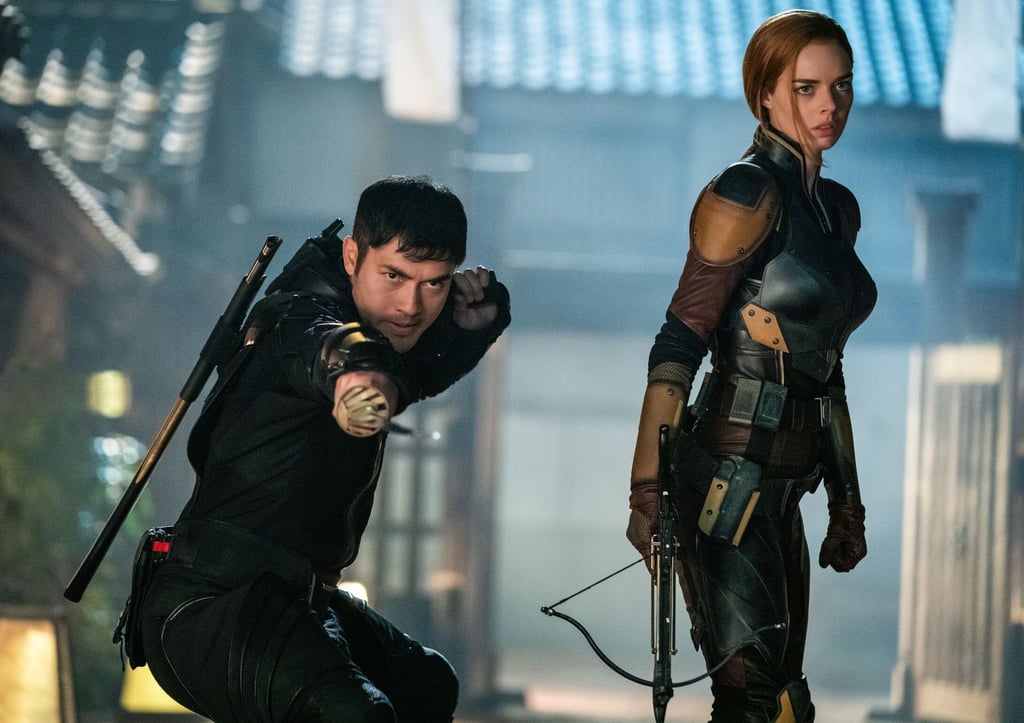 Henry Golding als Snake Eyes und Samara Weaving als Scarlett in einer Szene des Films „Snake Eyes: G.I. Joe Origins“.