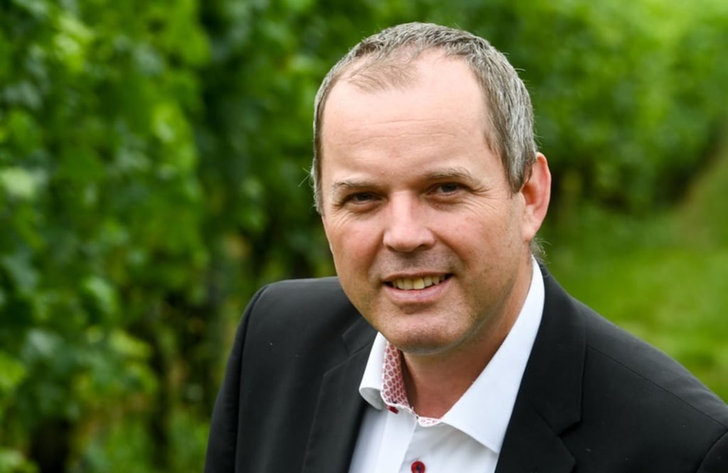 Hans Albrecht Zieger, Geschäftsführer der Winzervereinigung Freyburg, steht in einem Weinberg im Dorndorfer Rappental.