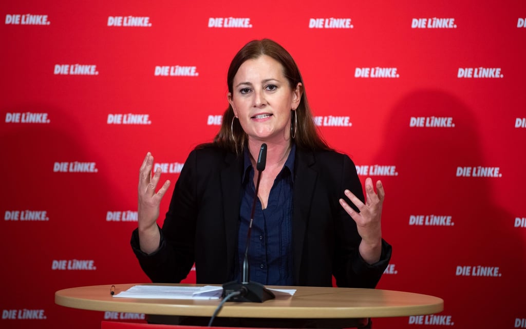 Janine Wissler, Spitzenkandidatin und Bundesvorsitzende der Partei Die Linke.