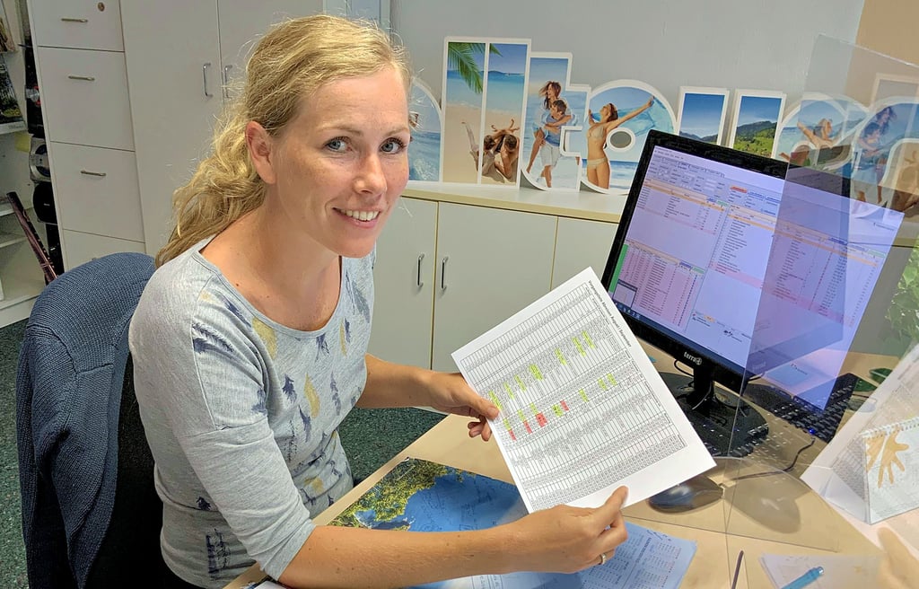Carolin Schällig im Jessener Reiseeck hat ?ihre? Reisenden stets im Blick.