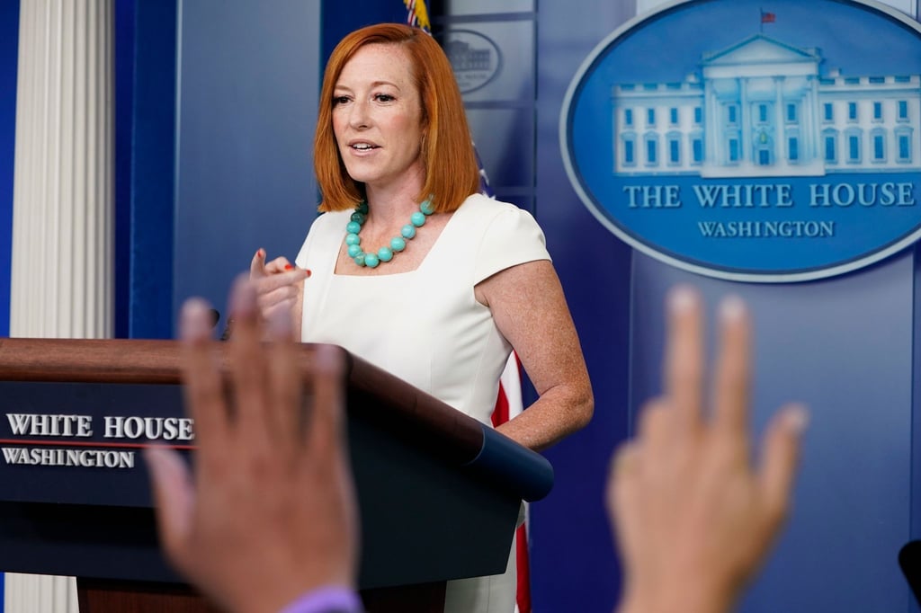 Jen Psaki, Pressesprecherin des Weißen Hauses, beim täglichen Presse-Briefing.