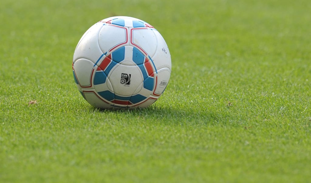 Ein Fußball liegt auf dem Spielfeld.