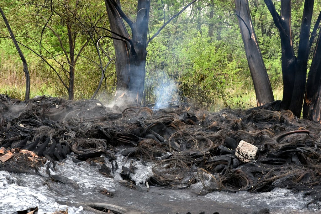 Nach einem Großbrand an der alten Ziegelei in Hohenmölsen sind hunderte Altreifen in den Flammen geschmolzen und Schadstoffe in den Boden gesicktert.