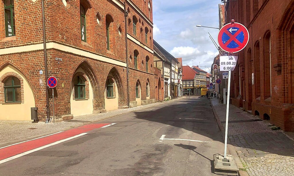 Die Burgstraße in Salzwedel wird ab Montag zur Baustelle. Die Arbeiten dauern vermutlich bis Juni 2022.