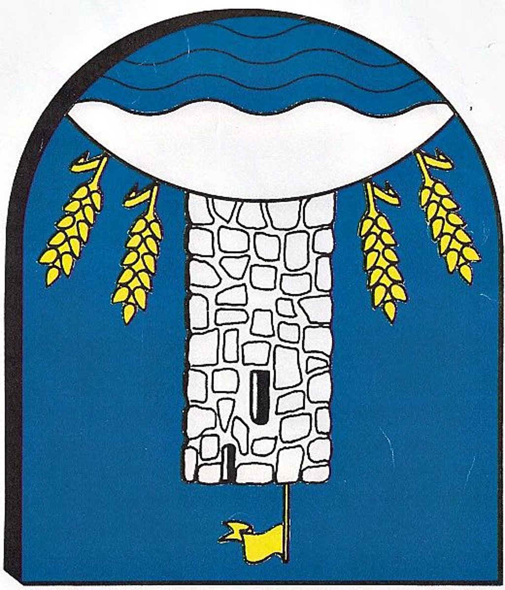 Das Wappen von Dedeleben zeigt einen steinernen Turm.