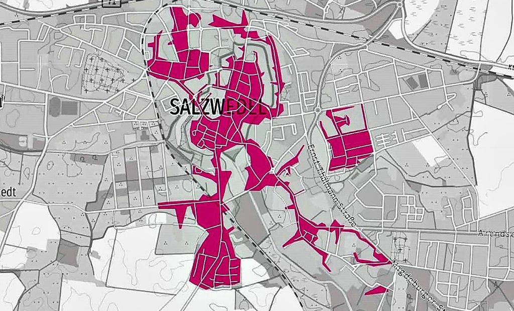 In diesem Bereich will die Telekom in der Salzwedeler Innenstadt Glasfaseranschlüsse bauen.