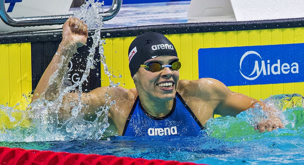 Der Jubel groß, die Erleichterung ebenso: Franziska Hentke feiert am 27. Juli 2017 mit WM-Silber in Budapest ihren größten Erfolg.