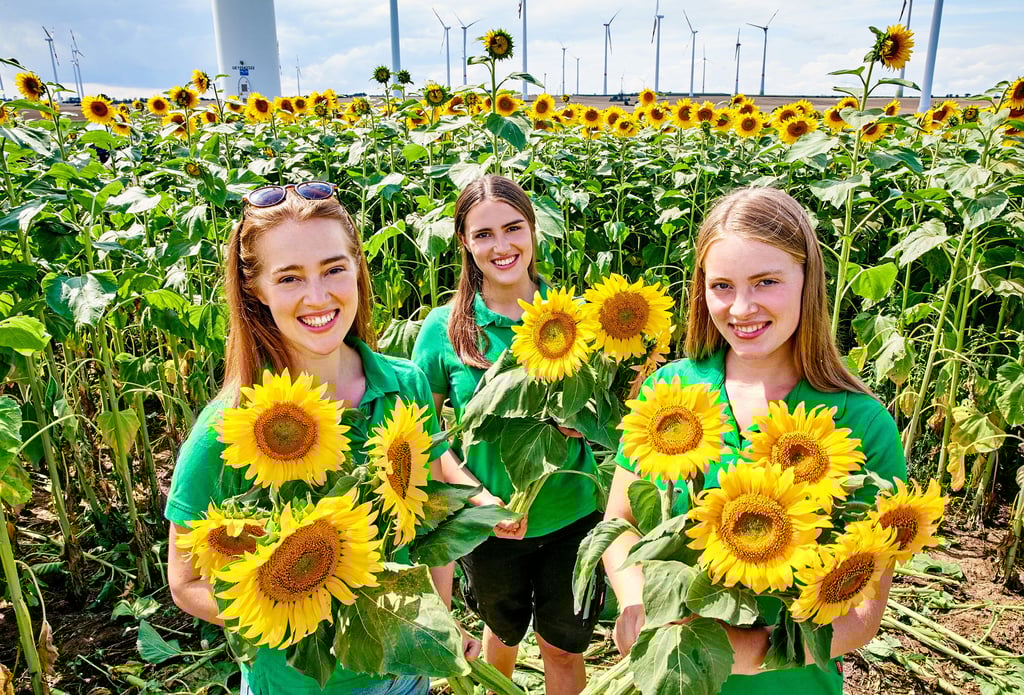 Laura (v. li.), Gesa und Justina Rose-Borsum sind von ihrer „Sonne-to-go“-Idee überzeugt und freuen sich, dass das Angebot so gut angenommen wird.