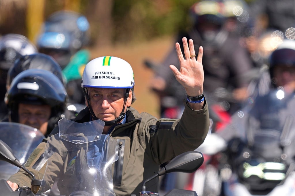 Präsident Jair Bolsonaro während der Motorrad-Rallye in Brasiliens Hauptstadt Brasília.