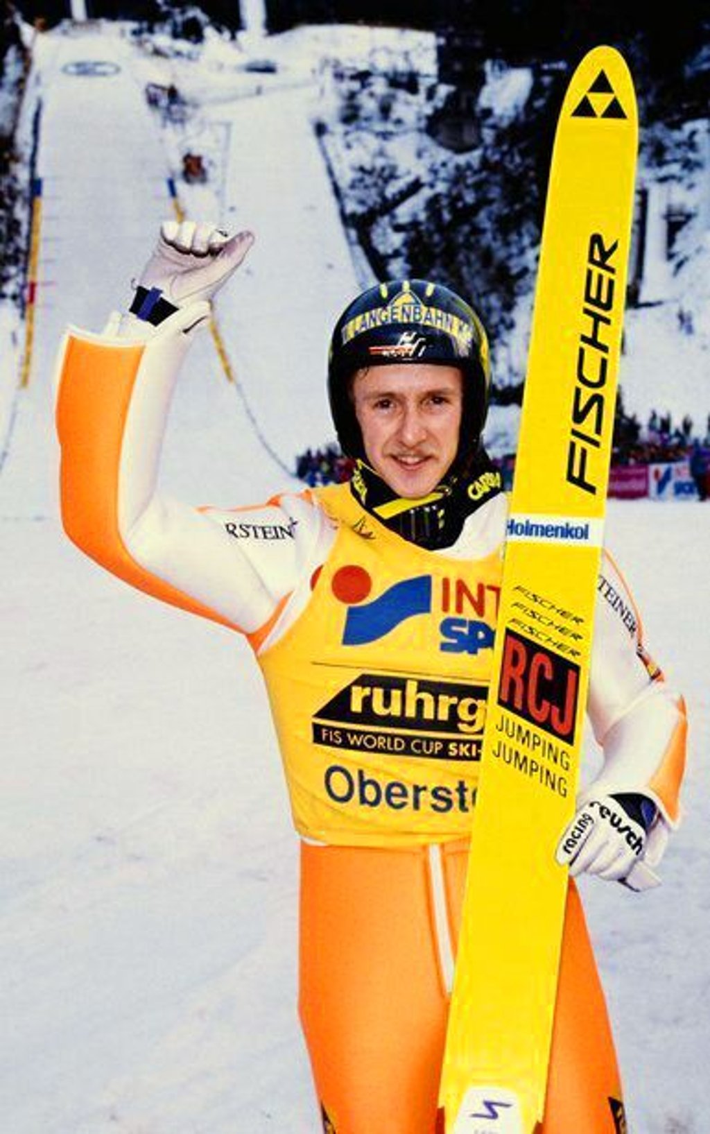Jens Weißflog bei der Vierschanzentournee. Viermal gewann er den prestigeträchtigen Wettbewerb.