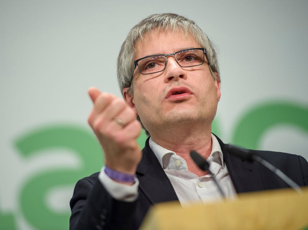 Sven Giegold, damals Spitzenkandidat Bündnis 90/Die Grünen zur Europawahl, spricht beim Parteitag zur Europawahl.