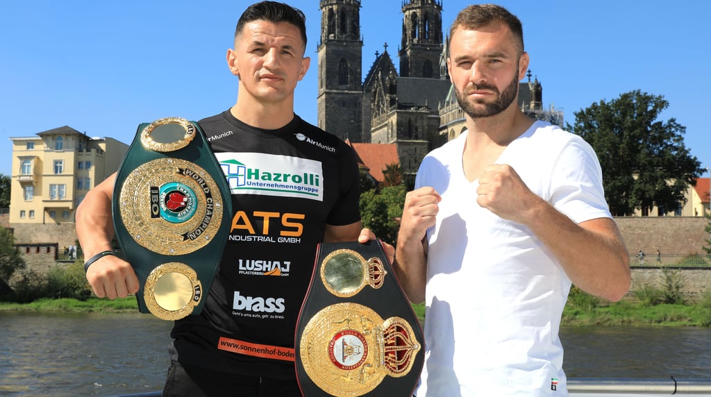 Robin Krasniqi will im SES-Halbschwergewichtsduell gegen Dominic Bösel seine im ersten Duell gewonnenen WM-Gürtel verteidigen.