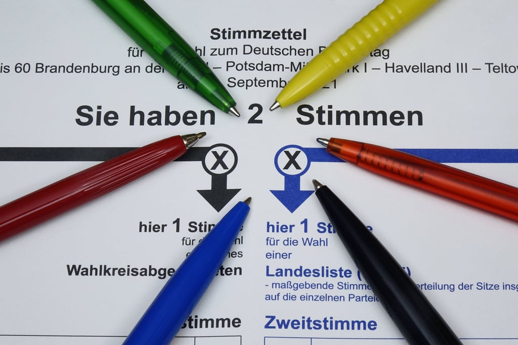 Stimmzettel zur Bundestagswahl und Kugelschreiber Stimmzettel zur Bundestagswahl. Foto: