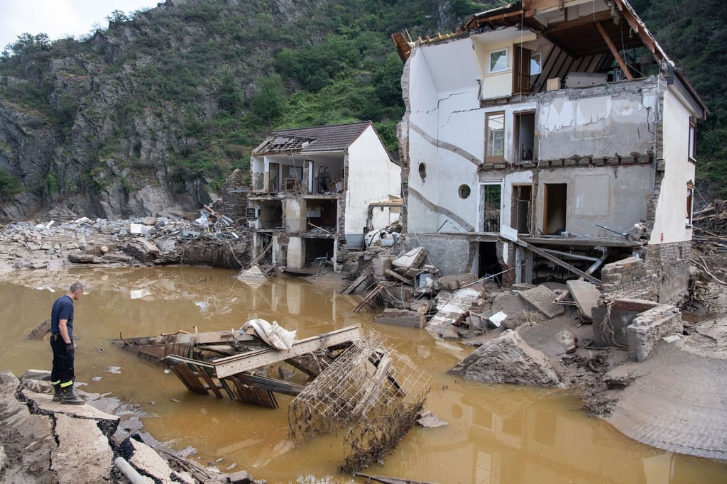 Ein nach der Hochwasserkatastrophe völlig zerstörtes Haus im rheinland-pfälzischen Mayschoß.