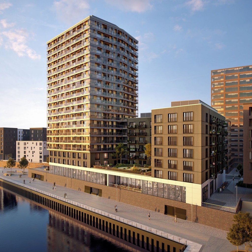 Die Visualisierung des Architektenbüros Störmer Murphy and Partners zeigt das geplante Holzhochhaus „Roots“.