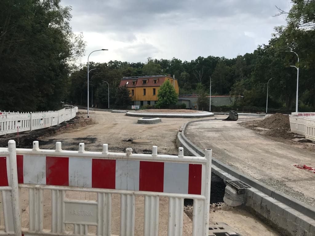 Baustelle am neuen Kreisverkehr