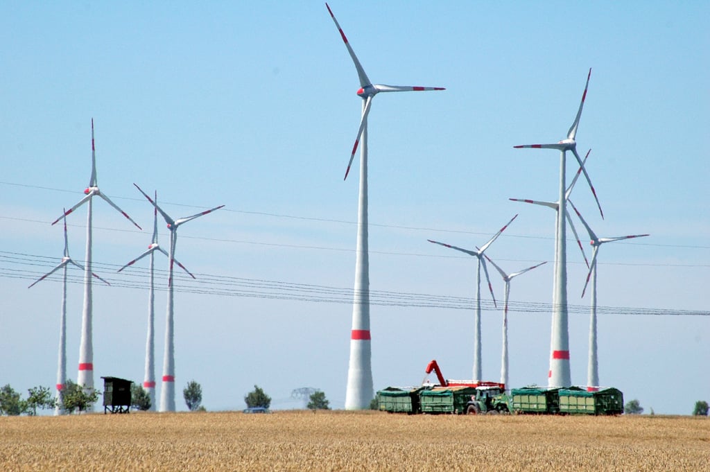 Zahlreiche Windpark sind in den vergangenen Jahren im Salzlandkreis entstanden. Vor allem im Bereich zwischen Schönebeck und Staßfurt steht Anlage an Anlage. Das Foto oben entstand auf einem Schlag zwischen Biere und Atzendorf.