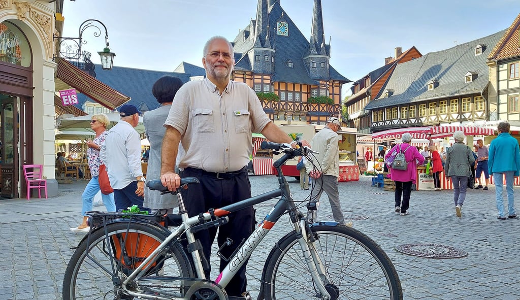 Wolfgang Strauhs ist Direktkandidat der Grünen im Wahlkreis Harz und in seiner Heimatstadt Wernigerode meistens auf dem Fahrrad anzutreffen.