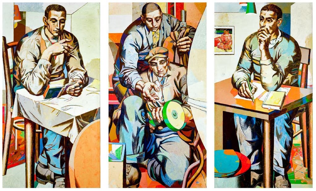 Ringen um das Bild des Arbeiters: 1960 entstand Willi Sittes Gemälde ?Arbeitertriptychon? (oben), für das der Künstler aus formalen Gründen heftig kritisiert wurde.
