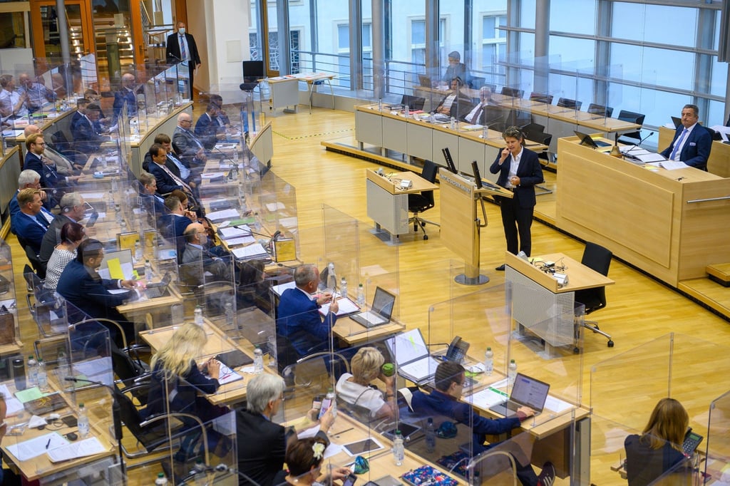 Lydia Hüskens (FDP) spricht im Plenarsaal des Landtages zu den Abgeordneten.
