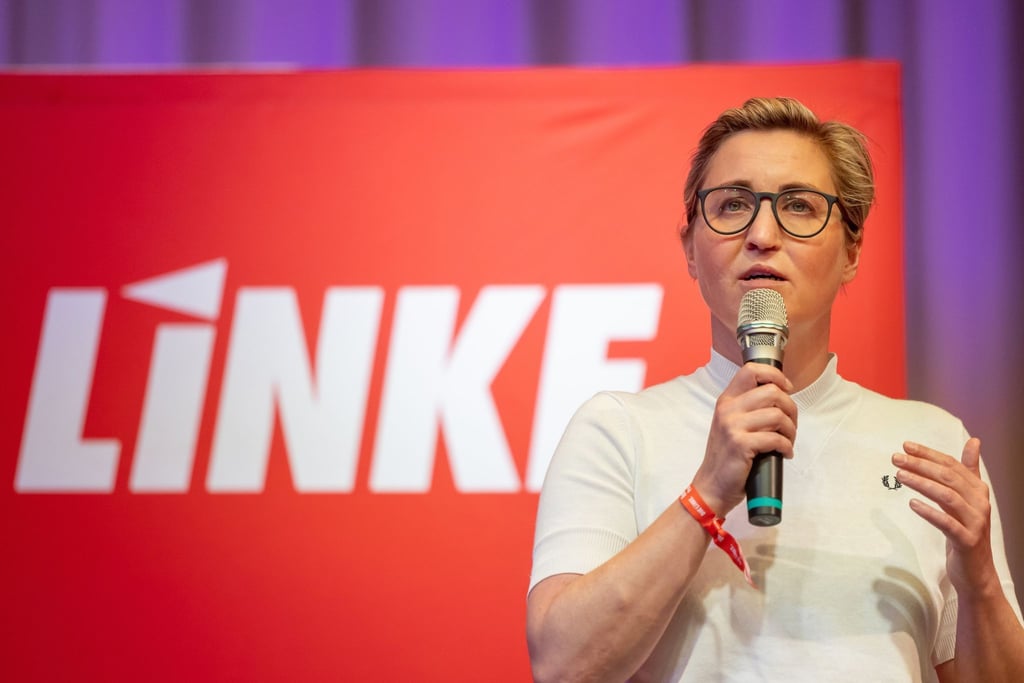 Susanne Hennig-Wellsow, Bundesvorsitzende der Linken, bei der Landesvertreterversammlung der Linken.