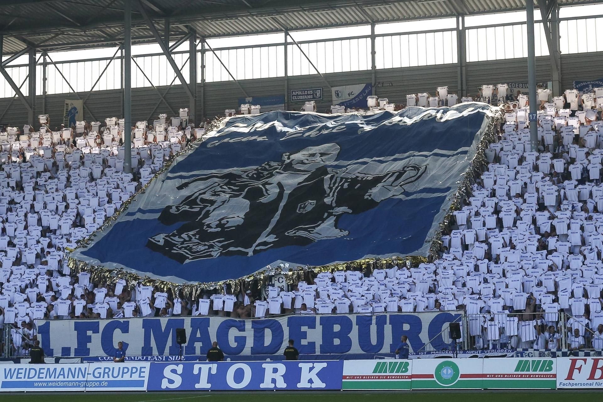 Die Fans des 1. FC Magdeburg zeigten beim Heimspiel gegen 1860 München eine große Choreographie.