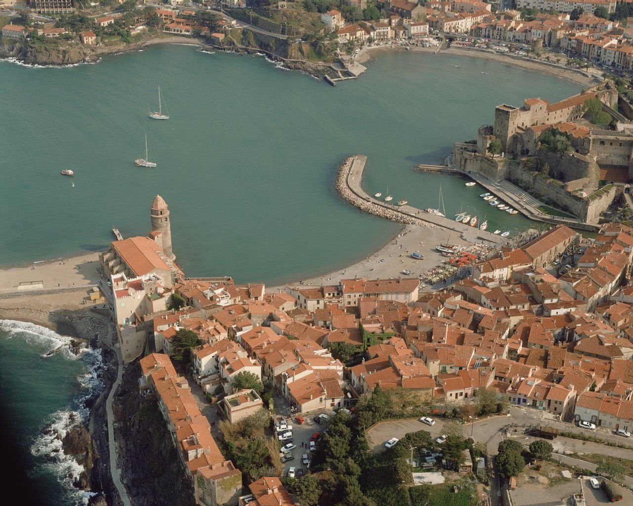 Collioure (Frankreich) aus der Vogelperspektive