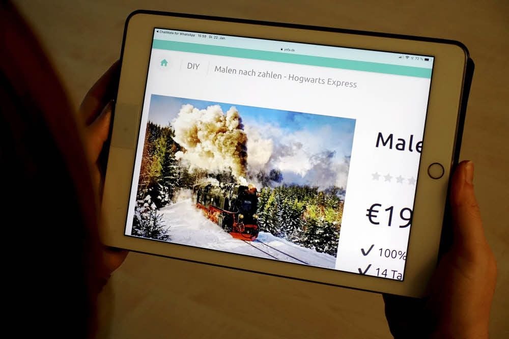 Der Betreiber eines Onlineshops bietet ein Bild der Brockenbahn-Lokomotive zum Ausmalen an.