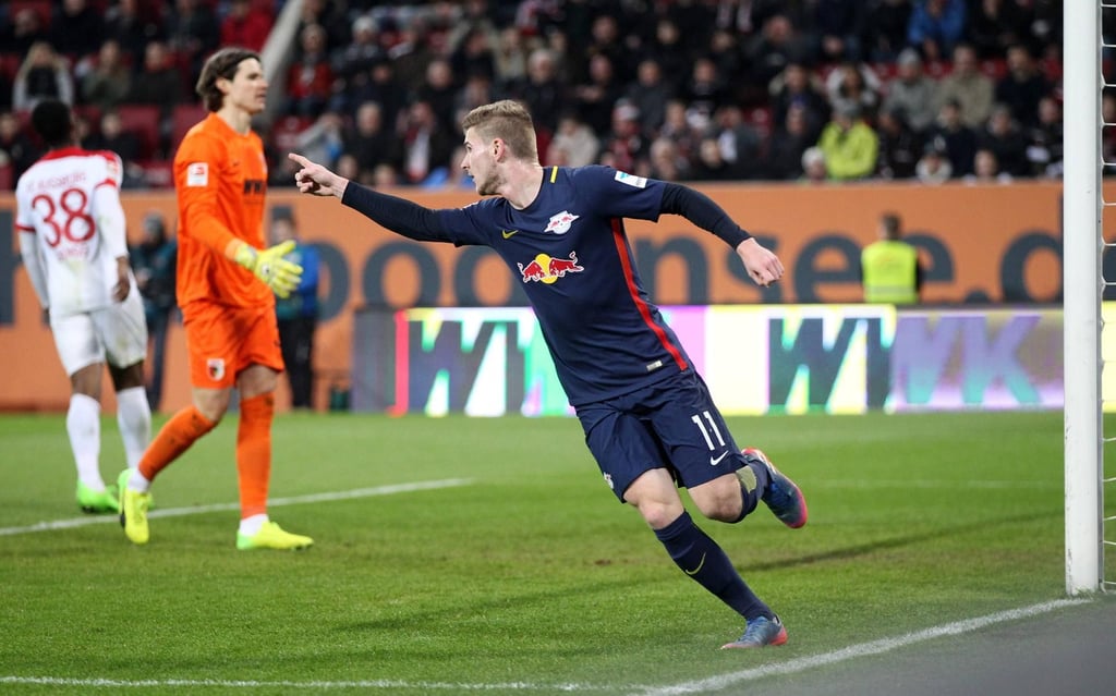 Timo Werner (RB Leipzig) bejubelt sein Tor zum 1:1 Ausgleich.