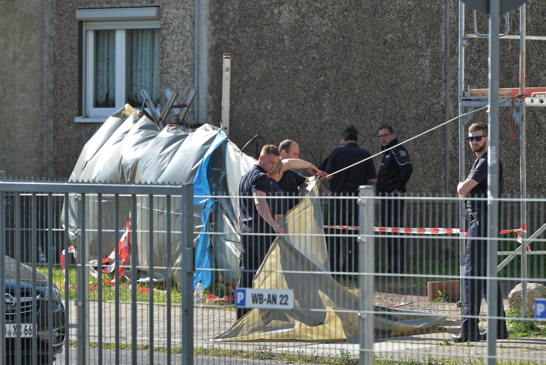 Der mutmaßliche Tatort in der Hausmannstraße. Vor dem Haus, in dem das tatverdächtige Paar wohnte, war die Leiche von Yangjie Li gefunden worden.