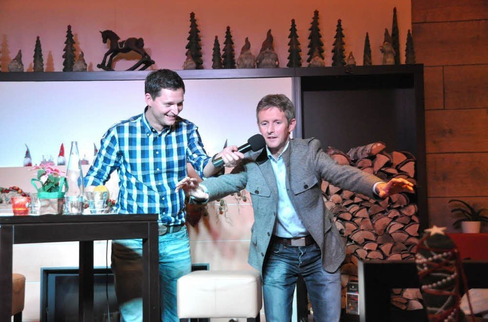 Der ehemalige Skispringer Jens Weißflog „schwebte“ beim VIP-Talk mit Moderator Andreas Fritsch im Restaurant „Seensucht“ ein.
