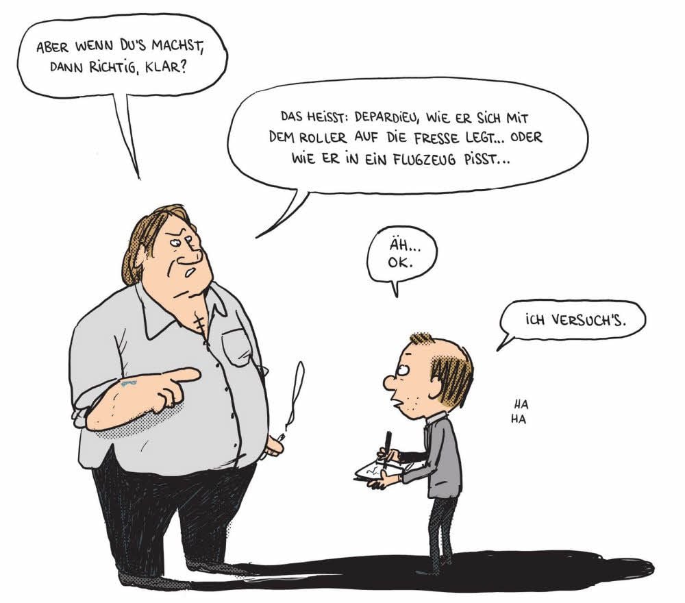 Der Filmstar legt die Regeln fest: Depardieu unterweist Sapin in der Graphic Novel.