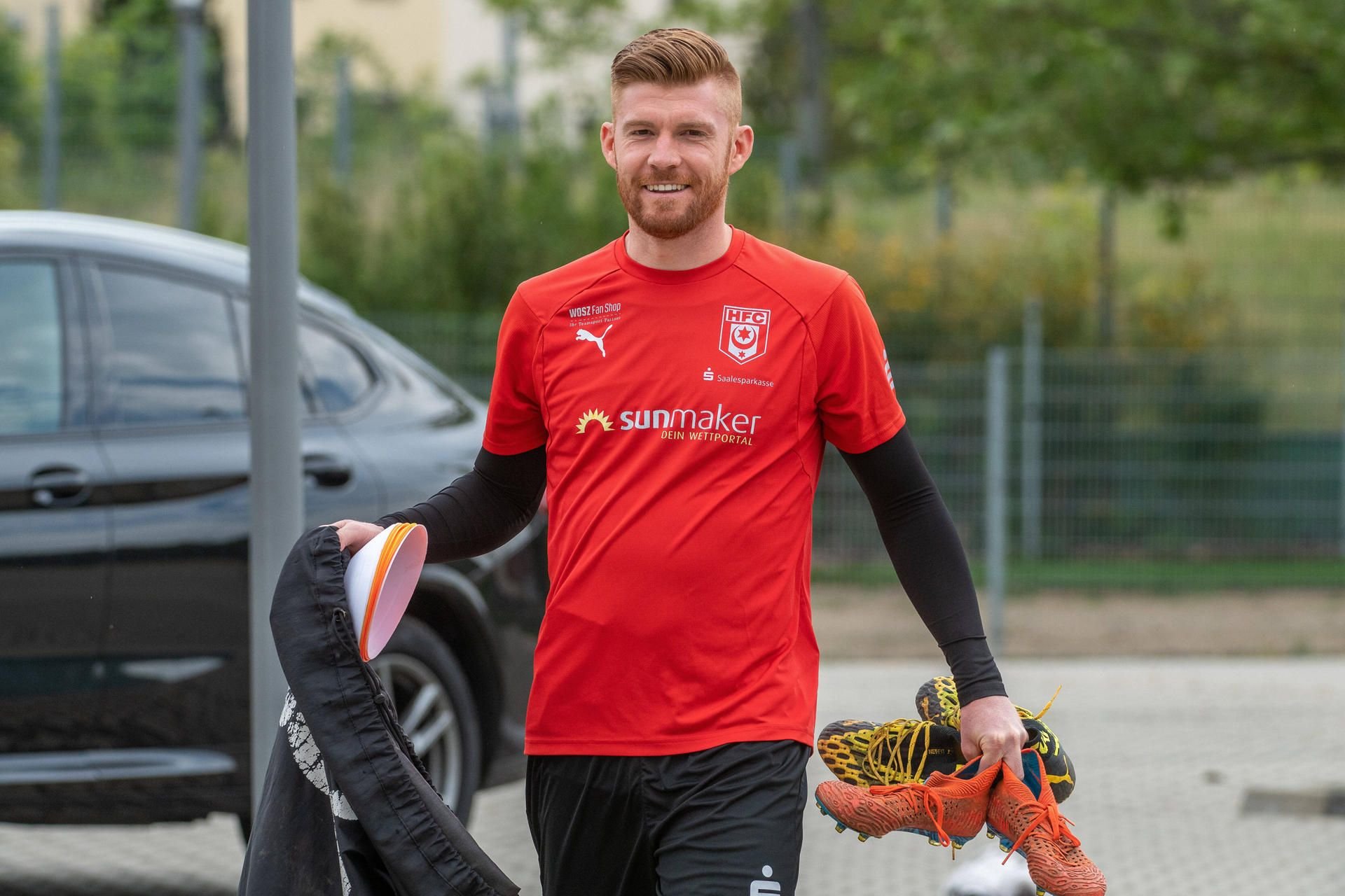 HFC-Stürmer Mathias Fetsch, hier noch beim Training in Halle.