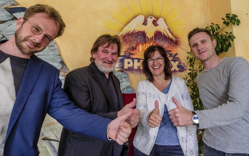Karsten Steinmetz, Herbert Beesten, Diana Pielorz und Markus Galle freuen sich auf den Poetry Slam am Freitag im Phönix.
