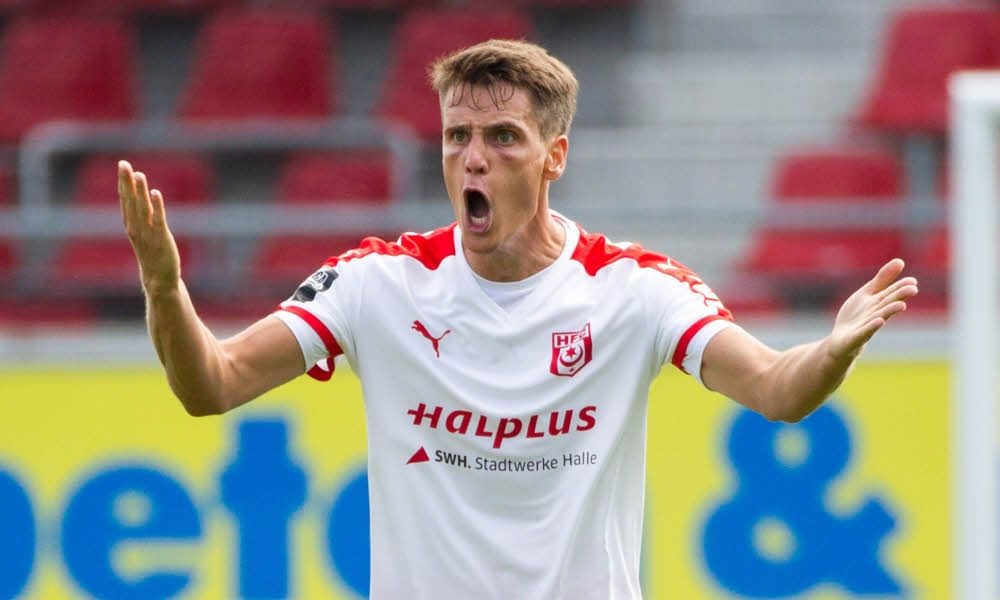 Nach seinem feststehenden Abgang vom Halleschen FC hätte Jonas Acquistapace allen Grund zum Schreien.