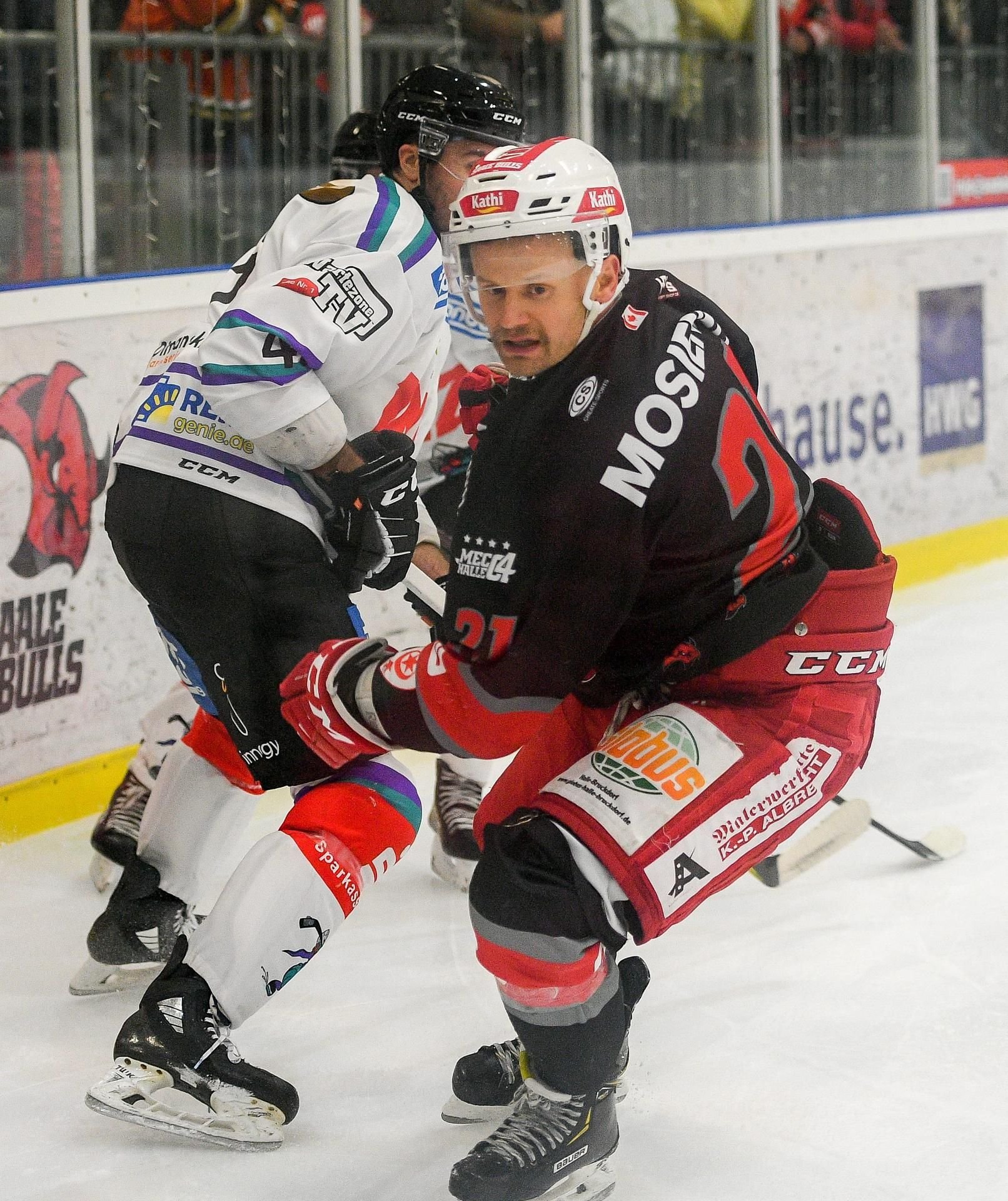 Tyler Mosienko traf drei Mal für die Saale Bulls gegen Herne.
