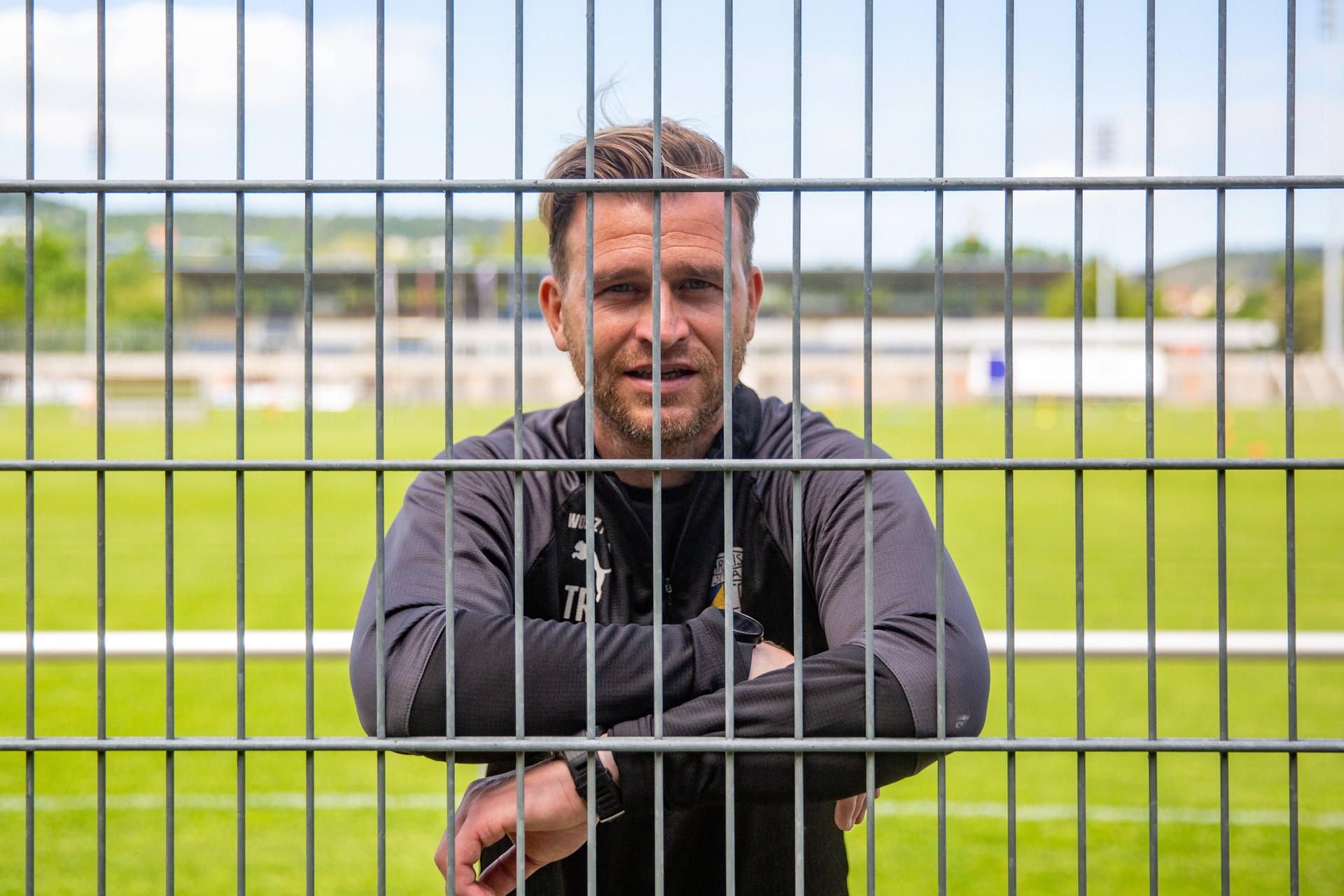 Teamchef Rene Klingbeil beim FCC-Training nach der Corona-Pause.